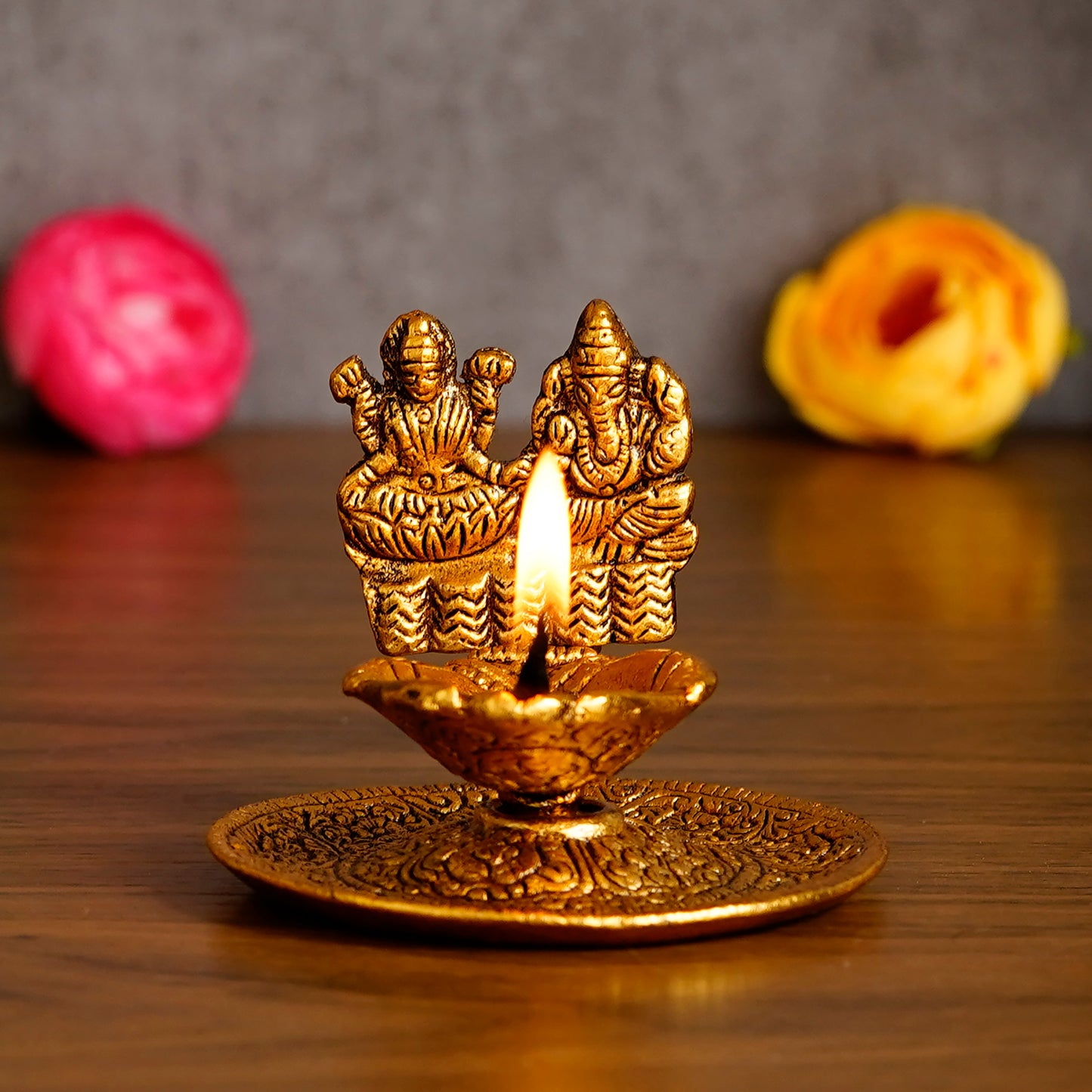 eCraftIndia Golden Metal Diya