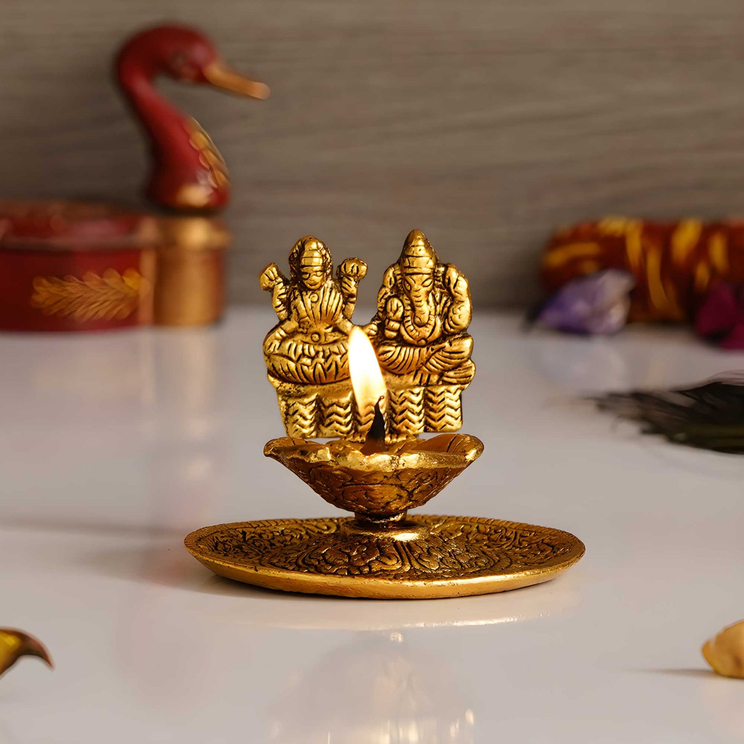 eCraftIndia Golden Metal Diya